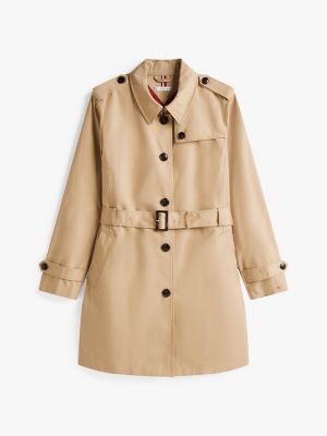 braun curve wasserabweisender trenchcoat für damen - tommy hilfiger