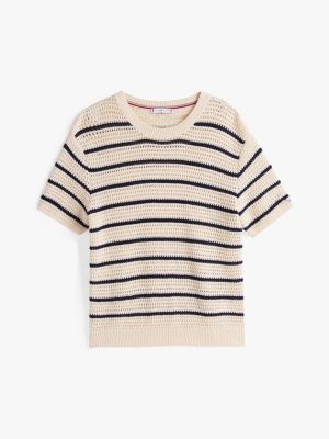 multi gehäkelter pointelle-pullover für damen - tommy hilfiger