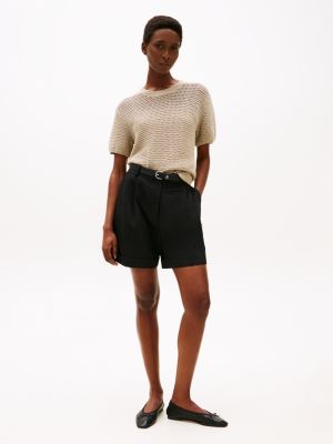 beige pointelle crochet jumper for women tommy hilfiger