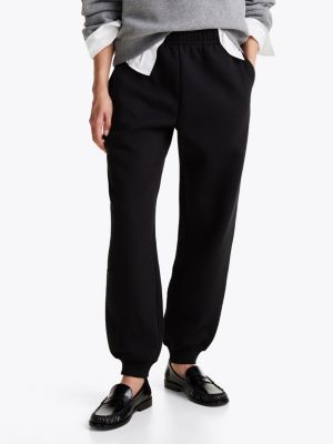 schwarz tapered leg fit terry-jogginghose für damen - tommy hilfiger