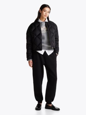 black tapered jogger van terry voor dames - tommy hilfiger