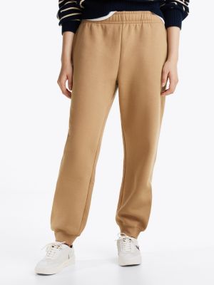 braun tapered leg fit terry-jogginghose für damen - tommy hilfiger