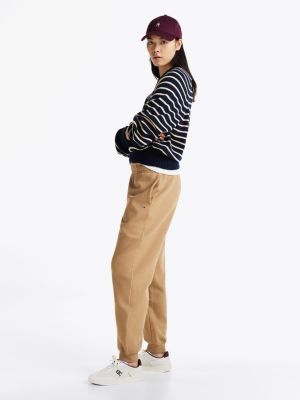 brown tapered terry joggers for women tommy hilfiger