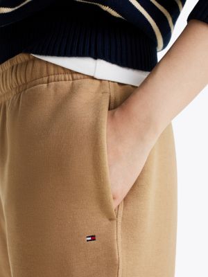 joggers affusolati in spugna marrone da donne tommy hilfiger