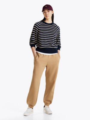 brown tapered jogger van terry voor dames - tommy hilfiger