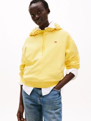 sweat à capuche à drapeau contrasté brodé yellow pour femmes tommy hilfiger