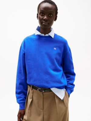 sweat à drapeau hilfiger contrasté bleu pour femmes tommy hilfiger