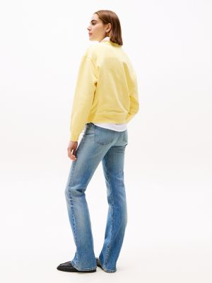 sweat à drapeau hilfiger contrasté jaune pour femmes tommy hilfiger