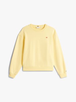 sweat à drapeau hilfiger contrasté jaune pour femmes tommy hilfiger