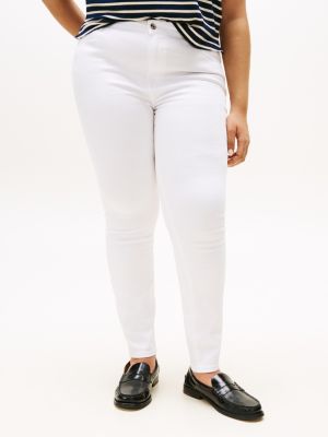 wit curve harlem high rise skinny jeans voor dames - tommy hilfiger