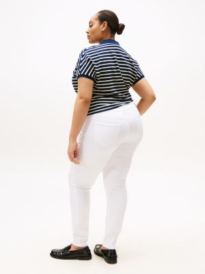 vaqueros curve harlem ceñidos de talle alto blanco de mujeres tommy hilfiger