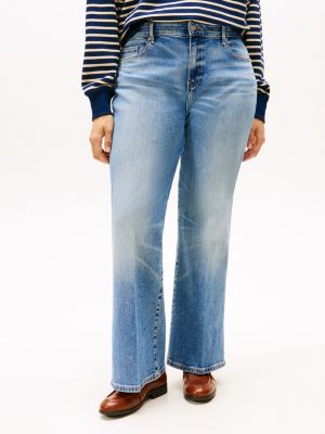 jean bootcut curve effet délavé taille mi-haute bleu pour femmes tommy hilfiger