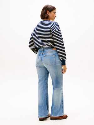 jean bootcut curve effet délavé taille mi-haute bleu pour femmes tommy hilfiger