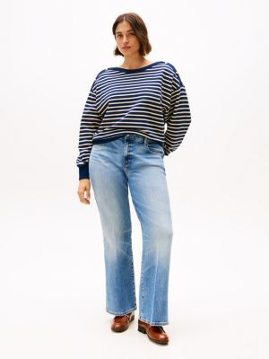 jean bootcut curve effet délavé taille mi-haute bleu pour femmes tommy hilfiger