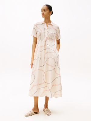 meerdere kleuren maxi-overhemdjurk met print voor dames - tommy hilfiger