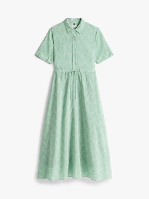 groen maxi-overhemdjurk met print voor dames - tommy hilfiger