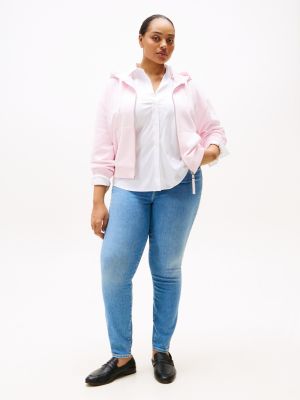 sweat à capuche curve zippé à logo rose pour femmes tommy hilfiger