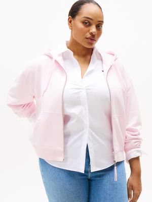 pink bluza z kapturem i logo z kolekcji curve dla kobiety - tommy hilfiger