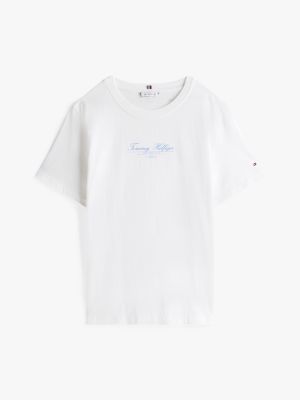 white curve logo crew neck t-shirt for women tommy hilfiger