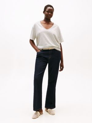 multi curve relaxed fit t-shirt mit v-ausschnitt für damen - tommy hilfiger