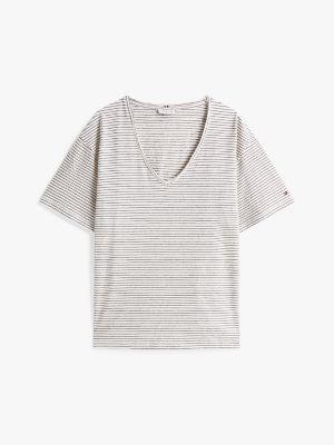 multi curve relaxed fit t-shirt mit v-ausschnitt für damen - tommy hilfiger