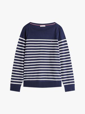 multi curve fine knit jersey boat neck jumper for women tommy hilfiger