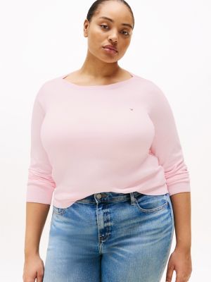 pink curve feinstrick-pullover aus jersey für damen - tommy hilfiger