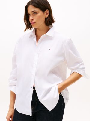 white curve regular fit bluse für damen - tommy hilfiger