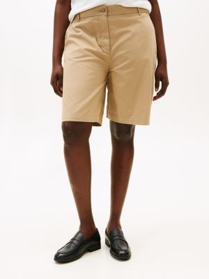 brown curve relaxed chino shorts for women tommy hilfiger