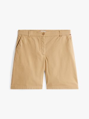 brown curve relaxed chino shorts for women tommy hilfiger