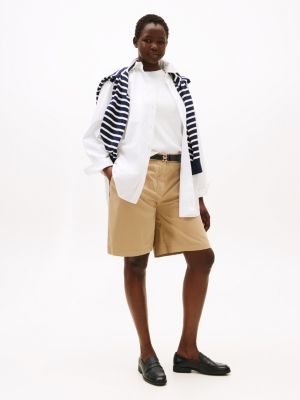 brown curve relaxed chino shorts for women tommy hilfiger