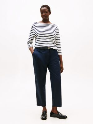 blue curve slim straight leg ankle chinos for women tommy hilfiger