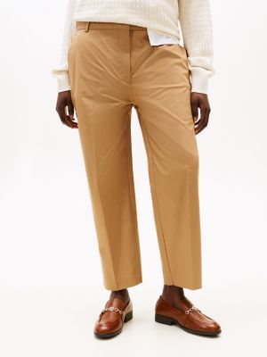 brown curve slim straight leg ankle chinos for women tommy hilfiger