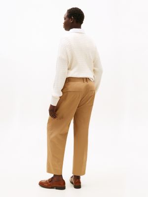 brown curve slim straight leg ankle chinos for women tommy hilfiger