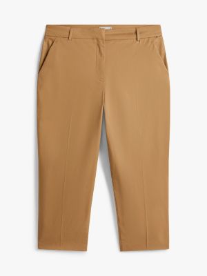 brown curve slim straight leg ankle chinos for women tommy hilfiger