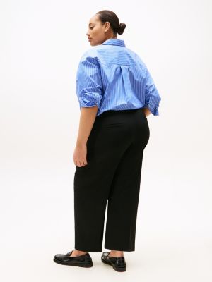 black curve anti-wrinkle wide leg cropped trousers for women tommy hilfiger