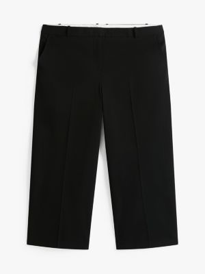 black curve anti-wrinkle wide leg cropped trousers for women tommy hilfiger