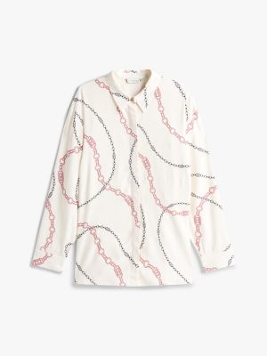 multi curve gold button relaxed shirt for women tommy hilfiger