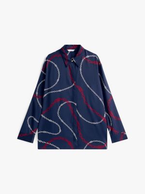 camicia curve relaxed fit con bottoni dorati multicolore da donne tommy hilfiger