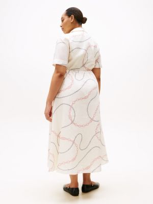 meerdere kleuren curve maxi-overhemdjurk met print voor dames - tommy hilfiger