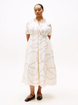 multi curve maxi-overhemdjurk met print voor dames - tommy hilfiger