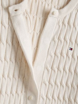 white adaptive cable knit short sleeve cardigan for women tommy hilfiger