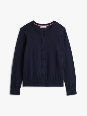 cardigan adaptive en jersey à col ras-du-cou blue pour femmes tommy hilfiger