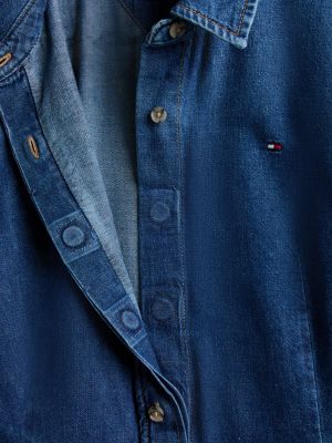 blue adaptive denim midi shirt dress for women tommy hilfiger