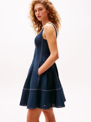 blue the sofia capsule pure linen mini dress for women tommy hilfiger