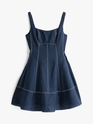 vestito corto the sofia capsule in puro lino blu da donne tommy hilfiger