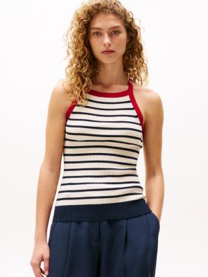 blue the sofia capsule mouwloze gebreide top voor dames - tommy hilfiger