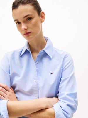 blau relaxed fit oxford-bluse für damen - tommy hilfiger