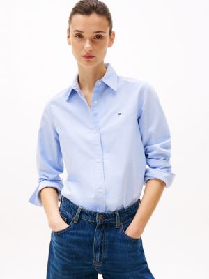 blue relaxed fit oxford-bluse für damen - tommy hilfiger