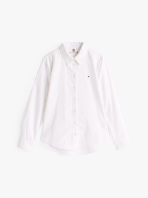 white relaxed fit oxford shirt for women tommy hilfiger